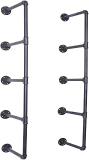 Diwhy DIY Industrial Black Pipe Bookshelf Wall Ceiling Mounted Open Bookshelf Parts Bracket Kit DIY Project (2 pcs 5 Tier Pipe Shelf Hardware only)