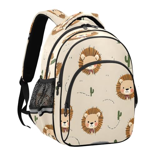 Lion Cactus Pattern Backpack For Girls Kindergarten Elementary Bookbag Lightweight Childrens School Bag,Small2