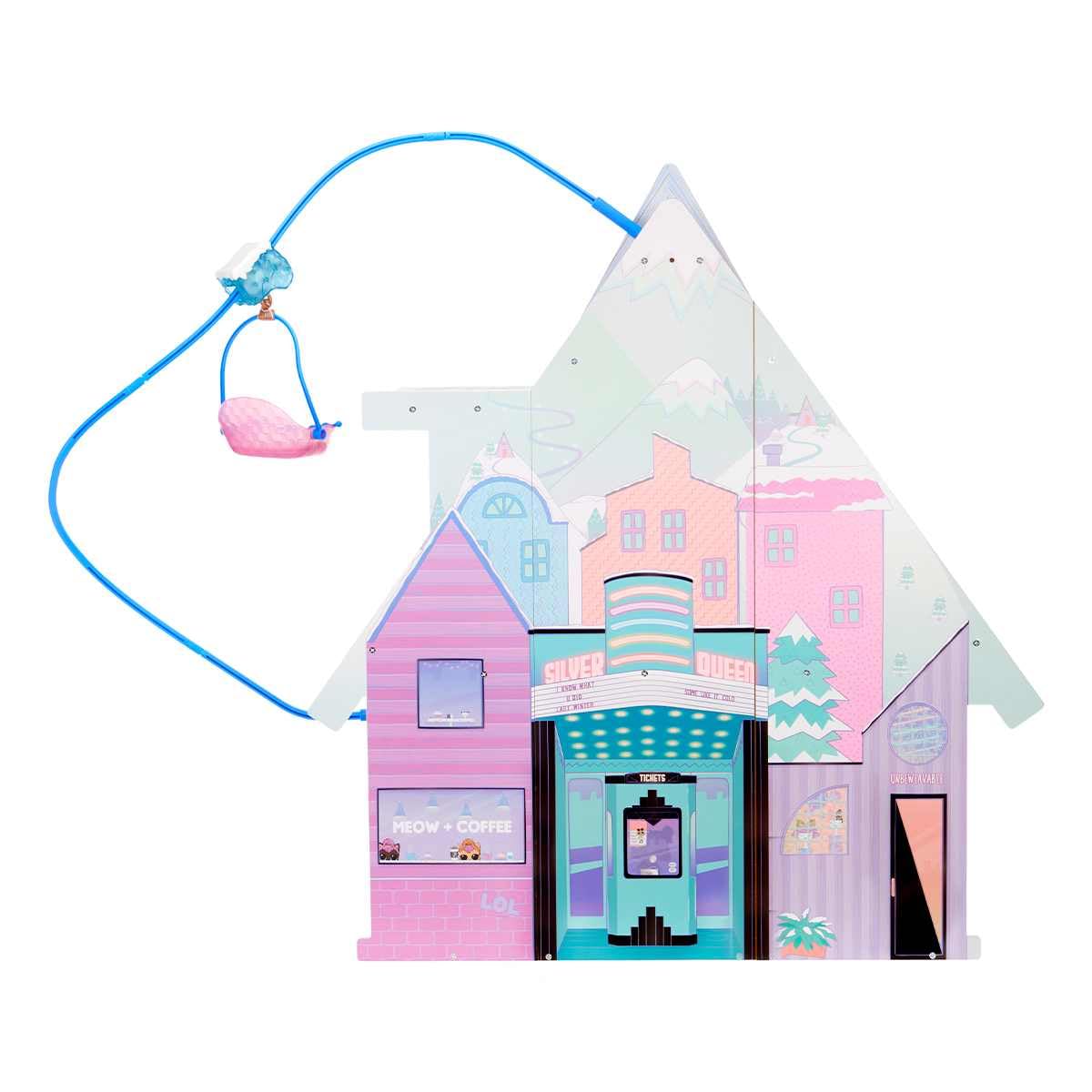 L.O.L. Surprise! OMG Winter Cottage Spielset - Mehr als 45 Überraschungen - Spielhaus mit Skilift, Schlafzimmer, Badezimmer, Wohnzimmer, Küche, Verwandelbaren Möbeln und Mehr - Für Kinder ab 4 Jahren