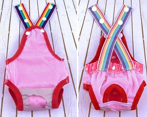 Oyccen 2 Pack Dots Hygiene Sanitary Pants for Small Dogs Suspender Season Heat Knickers Physiological Nappy Puppy Diaper - Image 3