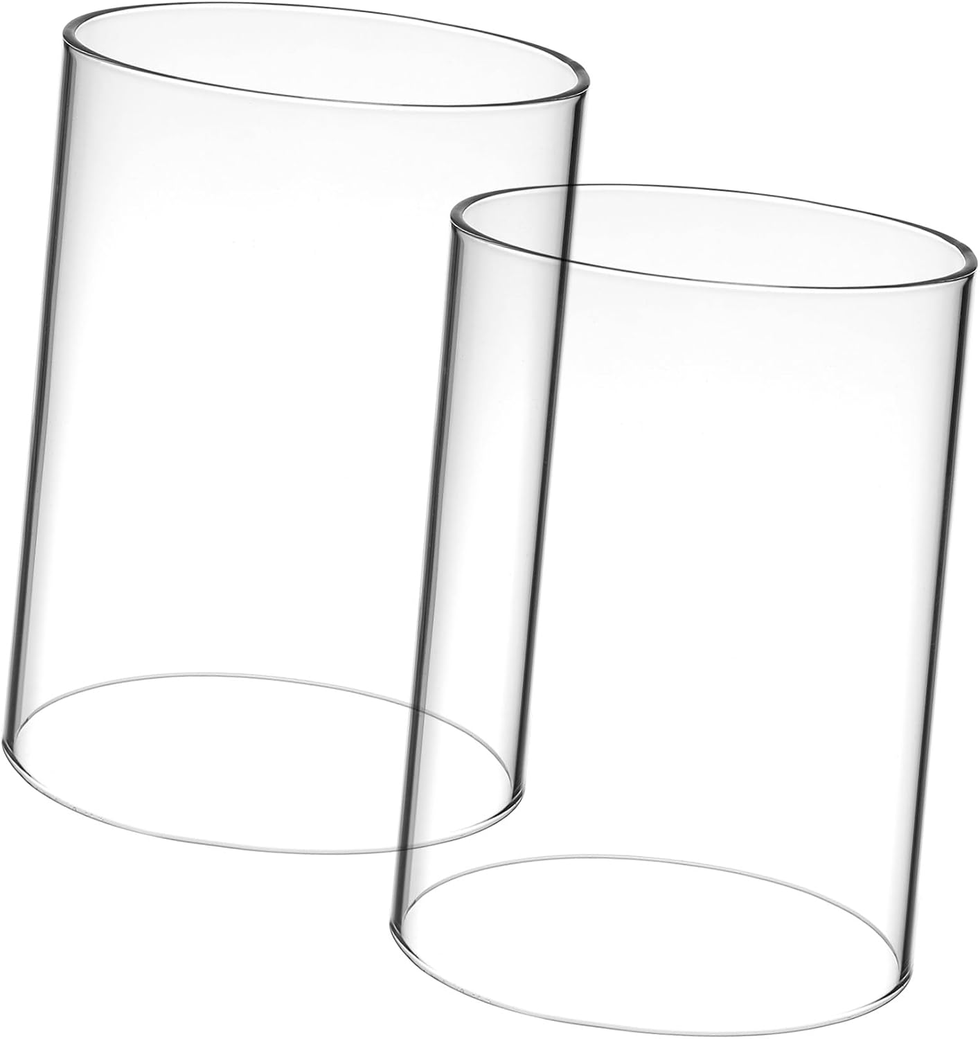 4pcs Glass Candle Covers Cylinder Candleholder Chimney Tube for Desktop Lighting