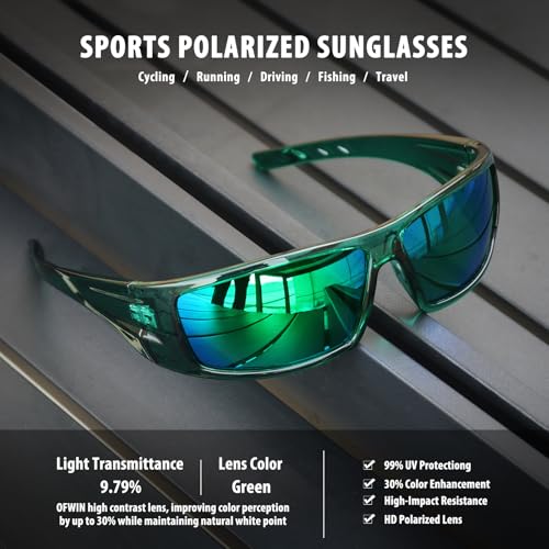 Ofwin Óculos de sol esportivos polarizados para homens e mulheres, armação inquebrável, ciclismo, pe