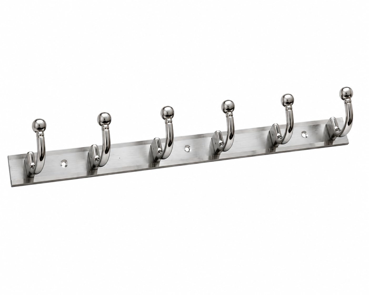Stainless Steel Wall Mounted Cloth Hanger Rail, 6-Hook, Chrome Finish, Heavy Duty Rack for Bathroom, Bedroom, and Kitchen (1)-image-9
