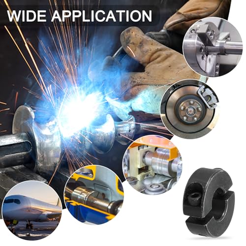 QUARKZMAN Bohrung 10 mm Doppelter Spaltschaftkragen 24 mm Außendurchmesser 9 mm Dicke Kohlenstoffstahl-Spannring-Klemmstil mit Gewindestift & Sechskantschlüssel (Schwarz, Packung mit 4)