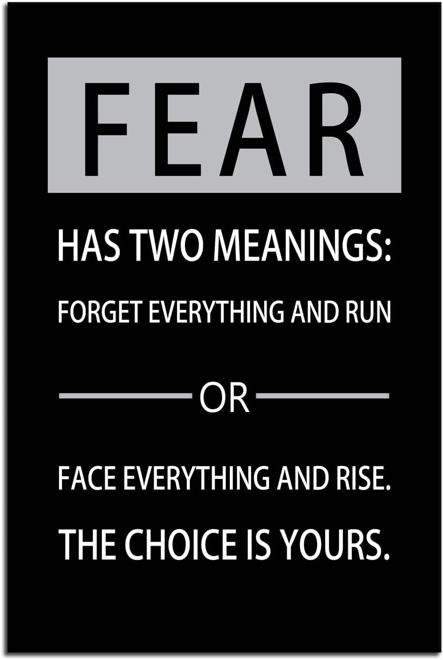 Inspirational Wall Art Fear Has Two Meanings Motivational Canvas Painting Entrepreneur Quotes Poster Prints Wall Pictures for Living Room Home Decor Office Framed Ready to Hang [12''W x 18''H] - Image 2
