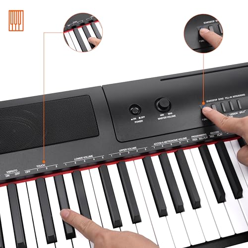 Image of Amazon Basics 88-Key Semi-Weighted Digital Piano, Electric Keyboard with Sustain Pedal, Power Supply, 2 Speakers, Lesson Mode, Recording, USB Connectivity, Black