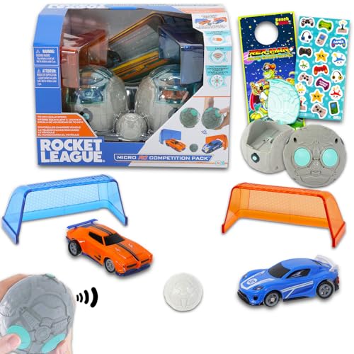 Rocket League Spielzeugautos für Jungen Set - Bundle mit 2 Rocket League Micro RC Wettbewerbsspielzeug plus Aufklebern, mehr | Rocket League Spielzeugfahrzeug für Kinder