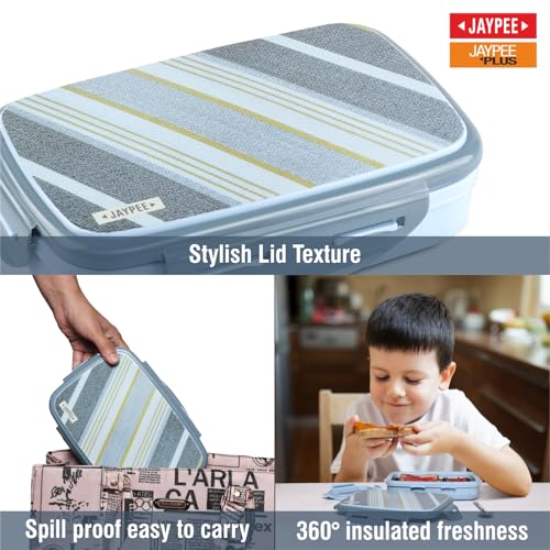 Image of JAYPEE Ecosteel Sr. Inner Stainless Steel Insulated Lunch Box for School Kids |Airtight Leakproof Tiffin Box for Kids |Food Grade|BPA Free, 550 ml, Blue
