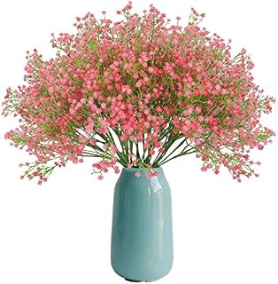 Beferr 12 Pcs Gypsophila Baby Breath Artificial Flowers Bouquet, Baby's Breath Fake Flowers for Home Decor Wedding Party Office Decoration, DIY Wreath, Flower Arrangement (Pink)