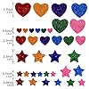 260 Pieces Colorful Glitter Foam Stickers Self Adhesive Stars Mini Heart Shapes Glitter Stickers, Arts Craft Supplies for Greeting Cards Home Decoration Stars&Heart Shapes #5