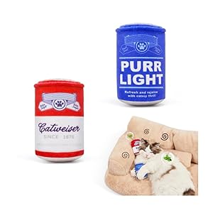 Potaroma Beer-Simulation Cat Toys 2Pcs Catnip Crinkly Sound Toy, Durable Kitten Bite Kicker Toys, Indoor Feline Exercise 4.0 Inches for All Breeds