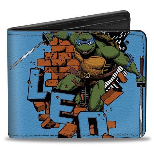 Buckle-Down Nickelodeon Wallet, Bifold, Teenage Mutant Ninja Turtles Leo Action Pose Blue, Vegan Leather
