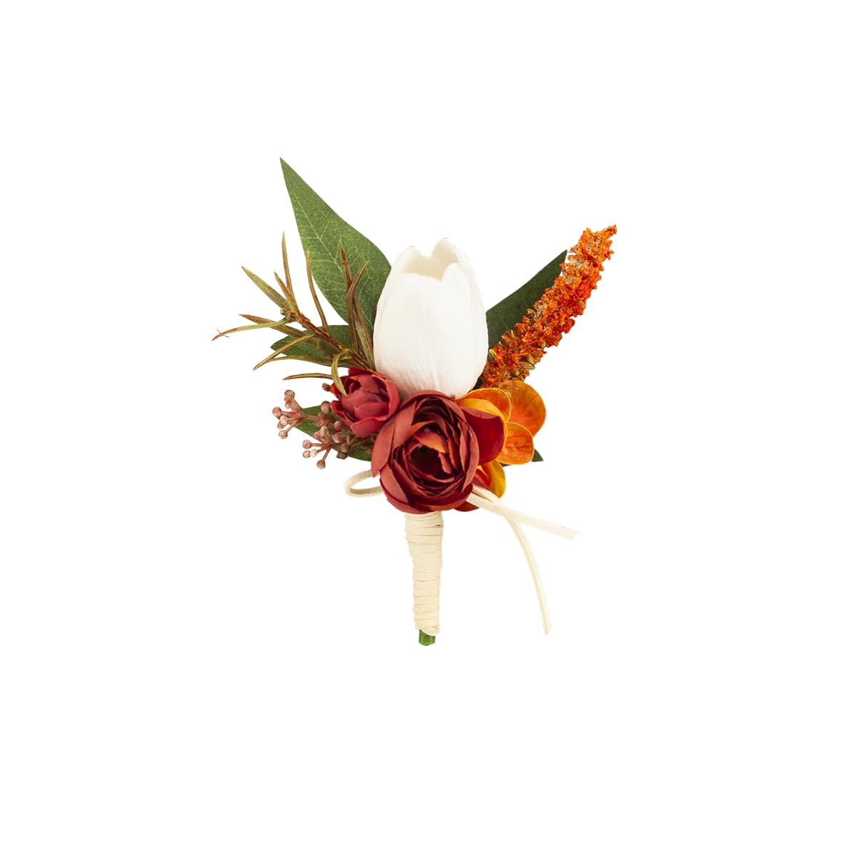 Amazon.com: Yelinart 1 pc Burgundy & Orange Boutonniere for Men