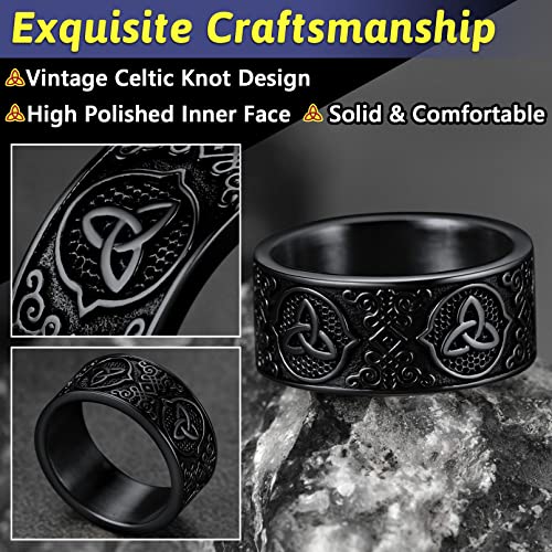 FaithHeart 8mm Moon Star Sun Band Rings for Women Men, Stainless Steel Celtic Knot Band Polished Bands Personalized Customizable4