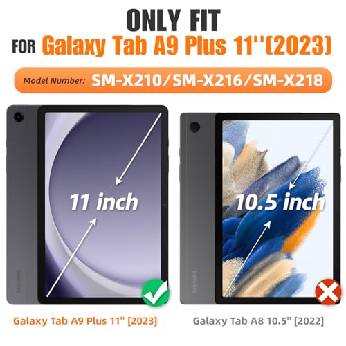 SEYMAC stock Case for Samsung Galaxy Tab A9 Plus / A9+ 11 Inch 2023 (SM-X210/X216/X218), Full-body Shockproof Cover with Screen Protector & Folding Stand for Samsung A9 Plus Tablet Case, Red - Image 6