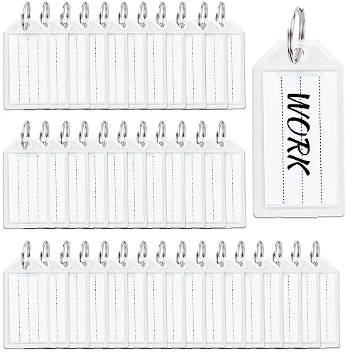 120 pcs White Plastic Key Tags Key Ring Labels Key Identifiers ID Tags Key Chain Tags for Luggage (White)