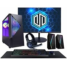 Periphio Reaper Gaming PC, AMD Ryzen 5 5500 up to 4.4GHz with Raddeon RX 6500 XT 4GB GPU Gaming Optimized, 16GB RAM, 1TB SSD, WiFi, Windows 11 Desktop, Black, Full Battlestation