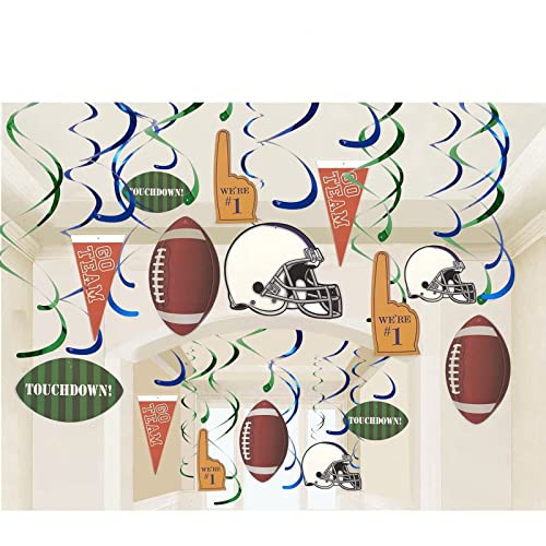 30-Count Hanging Decorations - Football Party Supplies, Hanging Whirl Streamers, Football Game Day Decorations, Sports-Themed Party Decor, Includes 15 Assorted Cutouts, 36.5 To 38.5 Inches In Length #TOP3