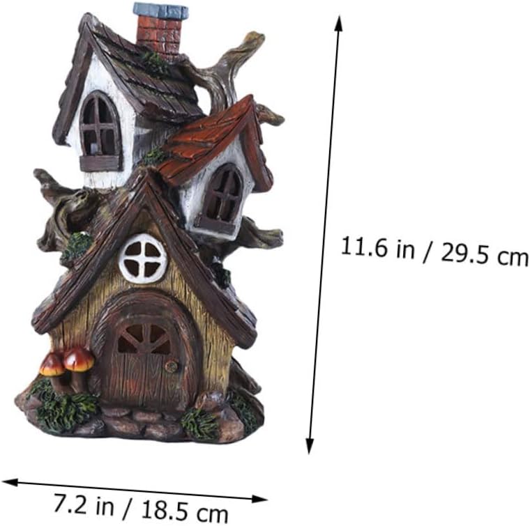 YARNOW Resin Mini House Decor for Garden Double Layer Fairy House Model Ornament for Outdoor Decoration for Housewarming and Garden Lovers