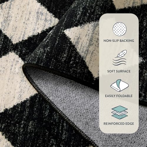Lahome Machine Washable Area Rug 6x9, Soft Large Bedroom Rug Non Slip Living Room Rugs Dining Room Rugs for Under Table, Moroccan Trellis Printed Black and White Indoor Carpet for Den Dorm Playroom by Lahome - Image 6