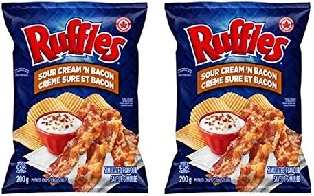 Ruffles Sour Cream 'n Bacon Potato Chips 200g/7oz, 2-Pack {Imported from Canada}
