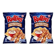 Ruffles Sour Cream n Bacon Potato Chips 200g/7oz, 2-Pack {Imported from Canada}