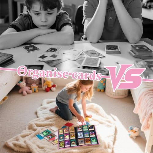 FYSL Sammelkartenalbum 360 Fächer Transparent | Wasserdichtes Sammelalbum für Pokémon Karten | Profi-Ordner für TCG/CCG Karten | Geschenk für Sammler, Kinder (Rosarot)