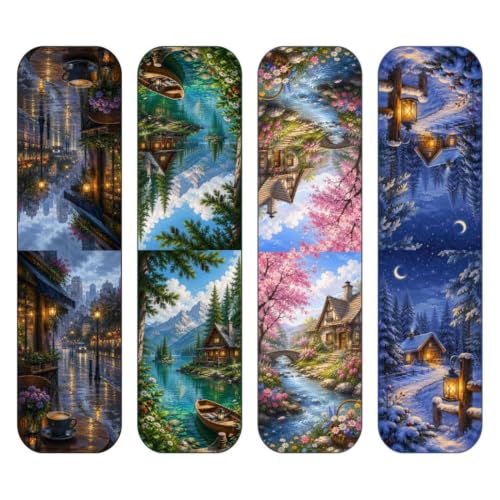 Image of Zesta Magnetic Bookmark | Aesthetic Book Mark for Reading | Cute Anime Bookmarks for Kids, Students | Book Accessories for Novels, Gifts for Readers (Seasons, Medium (9X2.5 Cms))