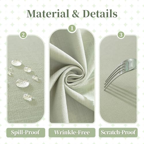 Laolitou Sage Green Spring Tablecloth Rustic Textured Table Cloth Cotton Linen Waterproof Tablecloths Burlap Table Cloths for Kitchen Dining,Party,Holiday,Christmas, Rectangle 55''x75'',4-6 Seats by Laolitou - Image 4