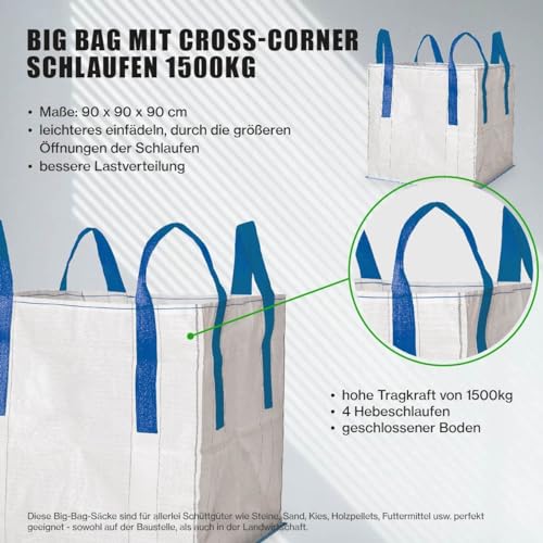 Safetytex Big Bag 90 x 90 x 90 cm with Cross-Corner Loo...
