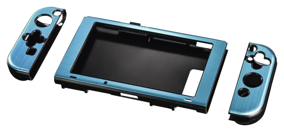 Hama Hardcover Hülle für Nintendo Switch, Metallic-Look, 3-teilig (Cover für Konsole und Joy Cons, ergonomisch für besseren Grip) Slim Bumper, Schutzhülle, Hard-Case metallic-blau