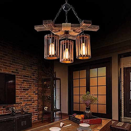 Lustre moderne bois industriel vintage et suspension rétro de plafond - 8