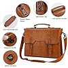 NEWHEY Laptop Bag 15.6 Inch Messenger Bag Mens Briefcase Waterproof Leather Satchel Computer Shoulder Bag Vintage Large Work Bag for Office Business School Brown #3