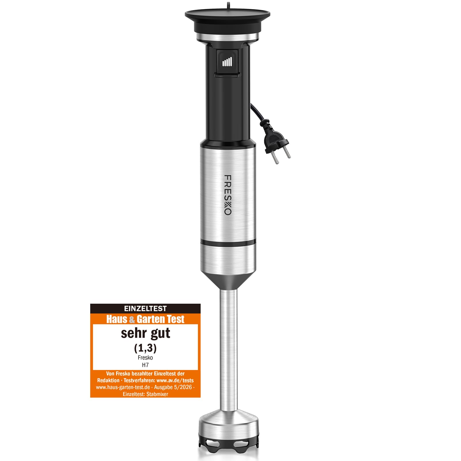 FRESKO Stabmixer 1000W, Pürierstab, Stufenlose Geschwindigkeitsregelung | Pürierstab Edelstahl mit Schutzhülle für Kochgeschirr, Rührstab für Babynahrung, Suppe, Smoothies, Püree und Sauce, Schwarz