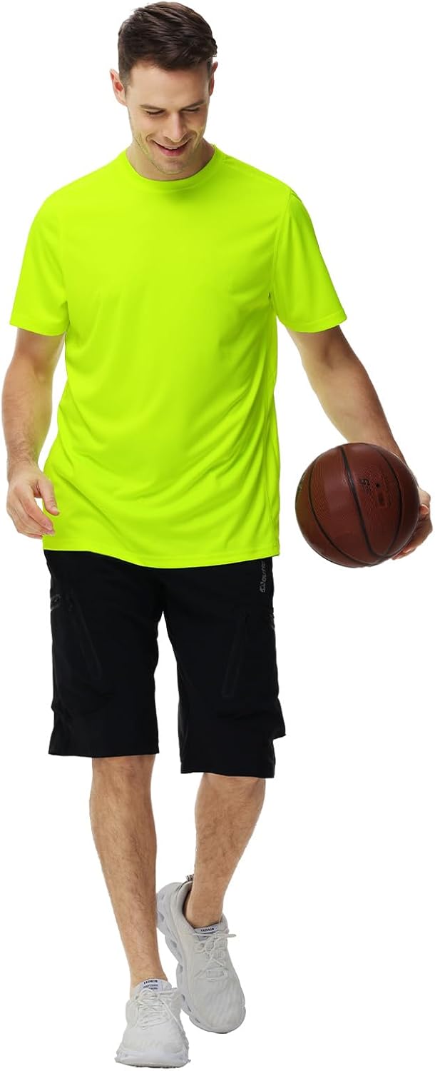 Mens Quick Dry Fit Mositure Wicking Athletic Performance T Shirt -Crewneck Outdoor Activewear Tops - Image 2