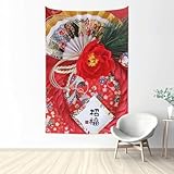 タペストリー 羽子板 門松 鶴 桜 梅 初日の出 朝日 和風 ファブリック装飾用品 おしゃれ アートプリント 壁掛け 布 インテリア ポスター 背景布