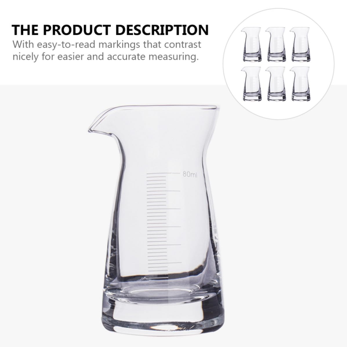 Didiseaon Set 6 Pezzi Misurini per Cocktail in Vetro da 80ml Graduazione, Misurazione Accurata e Resistente, per Casa e Feste