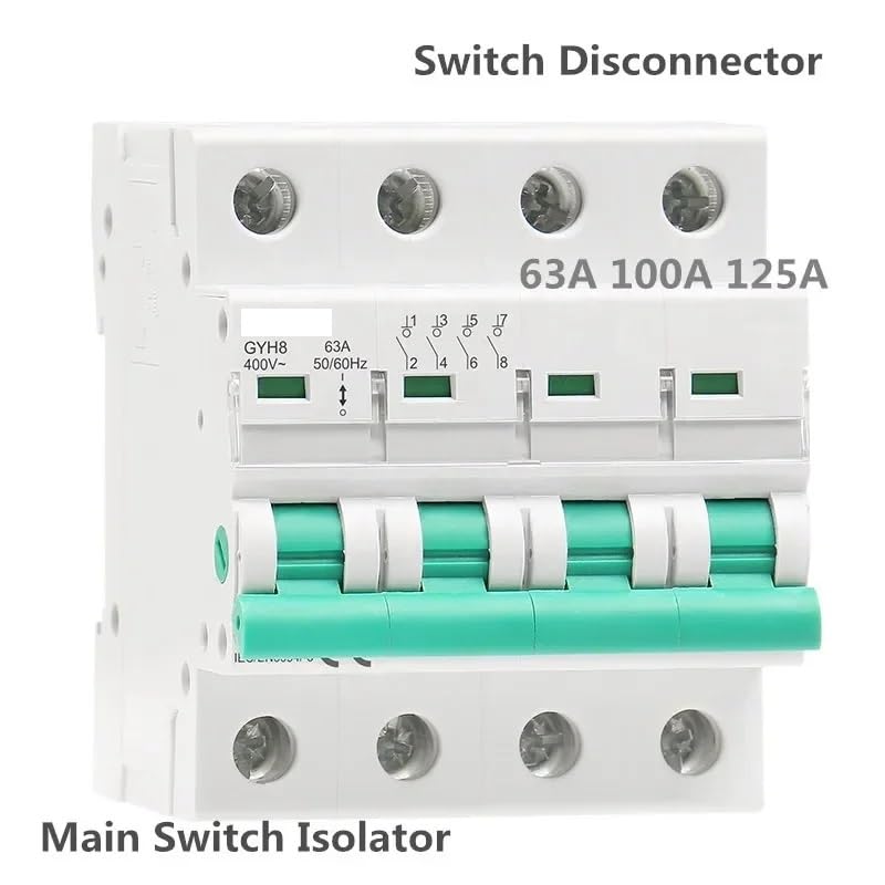 Disjoncteur Interrupteur d'isolement à 4 pôles for rail DIN Interrupteur principal 400 V Disjoncteur d'isolement 63 A 100 A 125 A(100A)