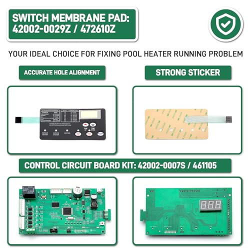 VODCACA 42002-0007S Pool Heater Control Board kit with 472610Z Switch Membrane Pad Compatible with Mastertemp Sta-Rite Max-E-Therm NA and LP Series Pool/Spa Heater Electrical Systems # 461105 - Thumbnail 6