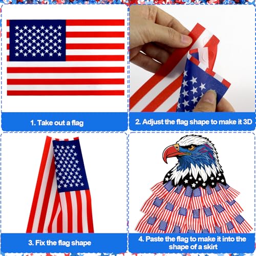 Image of 4th of July Bulletin Board Decorations Set, USA Patriotic Decor with Red White Blue Flags Board Border Paper Firework, Independence Day Cartoon for Memorial Veterans Day Classroom Door Party Supplies
