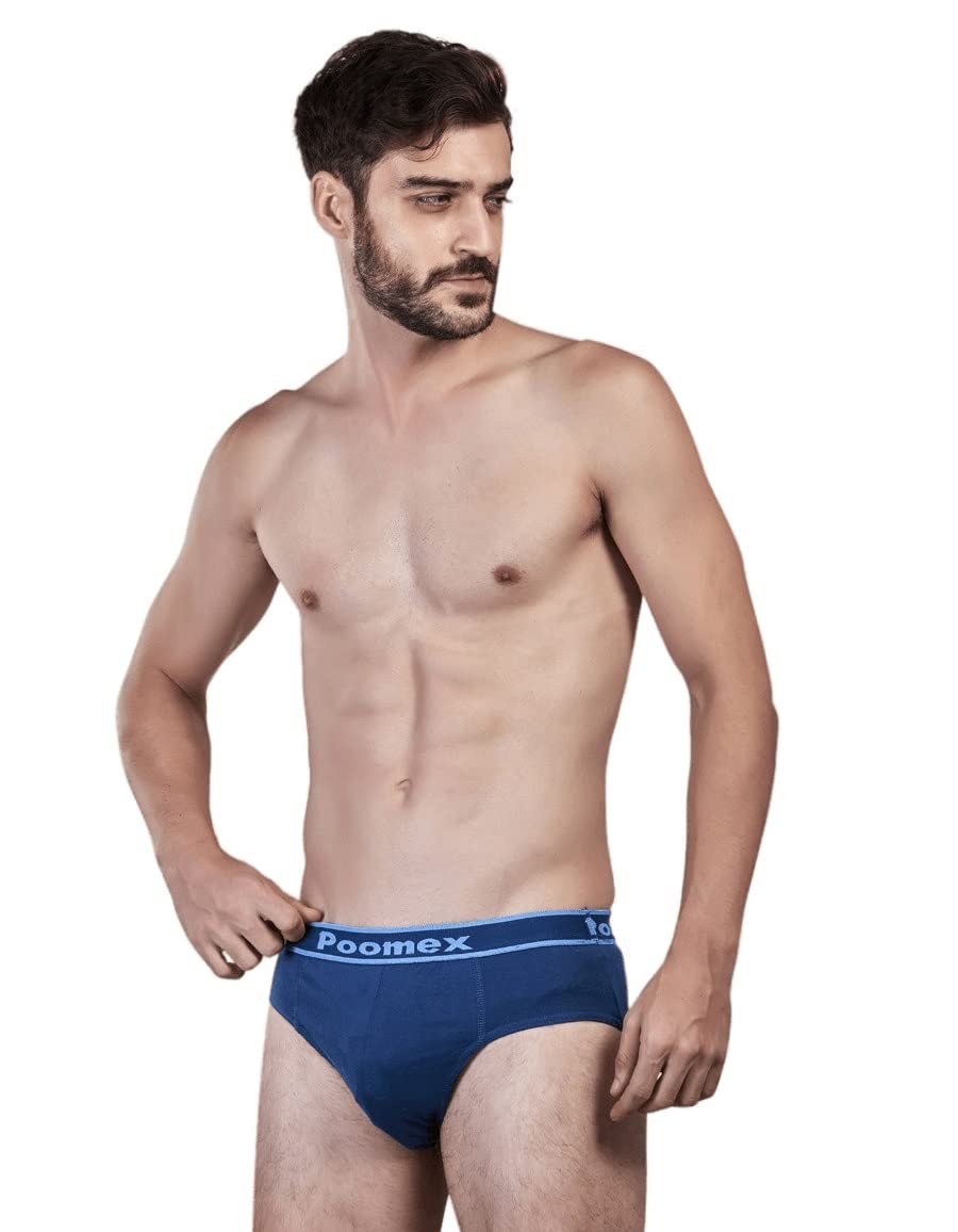 Poomex® Men's Cotton Briefs - Pack of 3 (Assorted Colours)