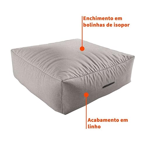 Puff Quadrado Gigante Linho Cru