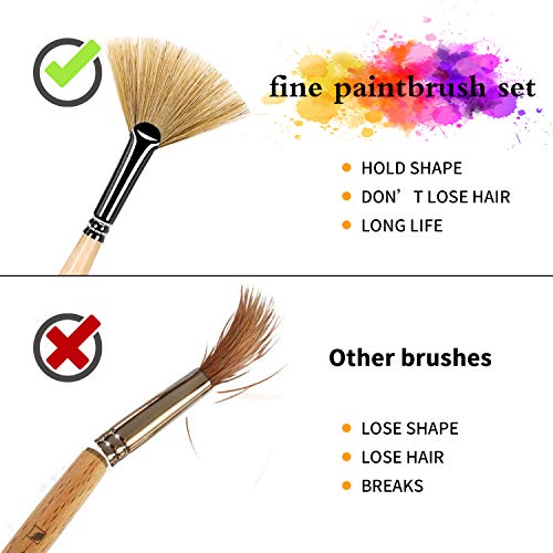 Lenbicki Fan Brush For Painting Hog Bristle Hair 3Pcs Artist Soft Anti-Shedding Paint Brushes thumb #2