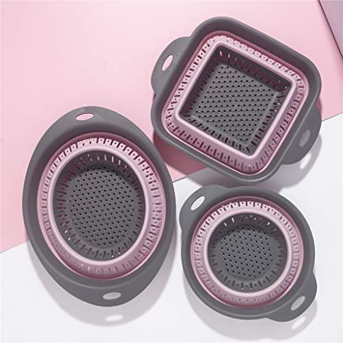 BXXY Set of 3 Collapsible Kitchen Colander/Strainer Perfect for Draining Pasta Vegetable Fruits (Pink(3Pcs)