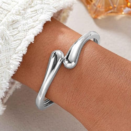 Image of MTINEAPS Gold Bangle Bracelets for Women Teens Trendy Chunky Adjustable Twist Cuff Bracelet Jewelry Gifts