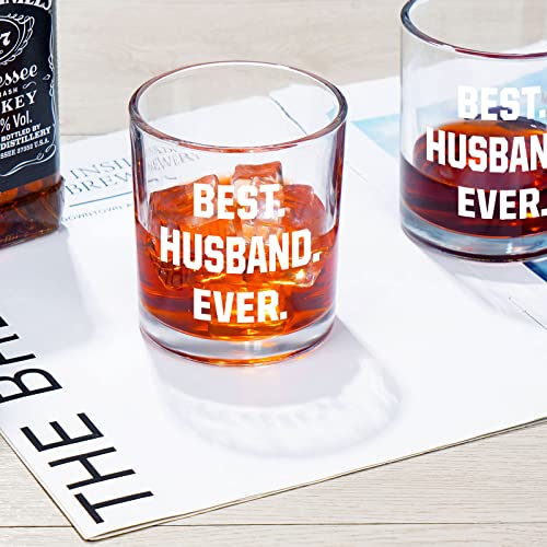 Waipfaru Best Husband Ever Gift, Whiskey Glass Gift For Husband Him Hubby Men From Wife, Anniversary, Birthday, Valentines Day Gift For Husband Men, 10Oz Old Fashioned Glass #TOP3