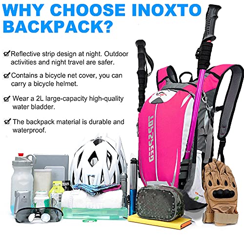 INOXTO Hydration Pack Backpack，Insulated Hydration Pack Lightweight Water Backpack with 2L Water Bladder Bag Daypack