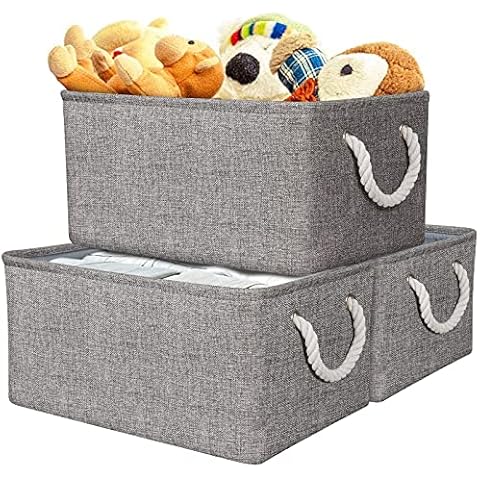 Cajas de Almacenaje de Tela, Cestas Almacenamiento Plegables con Asas Contenedor Almacenamiento Lavable Gruesa Cover