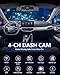 4 Channel Dash Cam 360 View for All-Round Protection, 4-Way Front Rear Inside Recording, Built-in 5G WiFi & GPS, APP Control, 8 IR Night Vision, 24H Parking Monitor, G-Sensor, Free TF Card