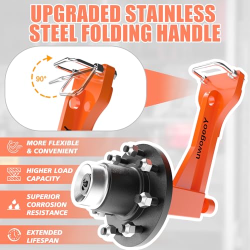 Upgrade 2-Pack Shipping Container Wheels Kit with 6/8 Lug Bolt-On Spindle,Heavy-Duty Shipping Container Axles for Up to 40ft Containers, 15000LB Capacity, Shipping Container Accessories (8-Lug) - Thumbnail 3